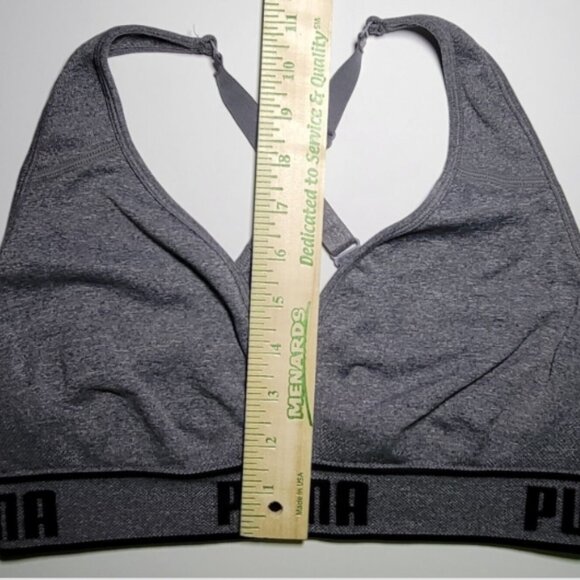Puma Womens Gray Athletic Exercise Sports Bra Size Medium - Picture 8 of 9